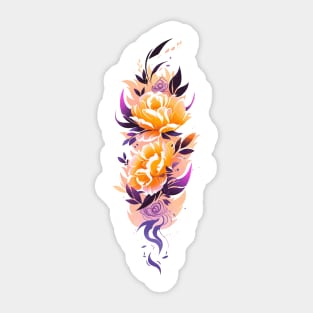 Blooming peonies watercolor tattoo Sticker